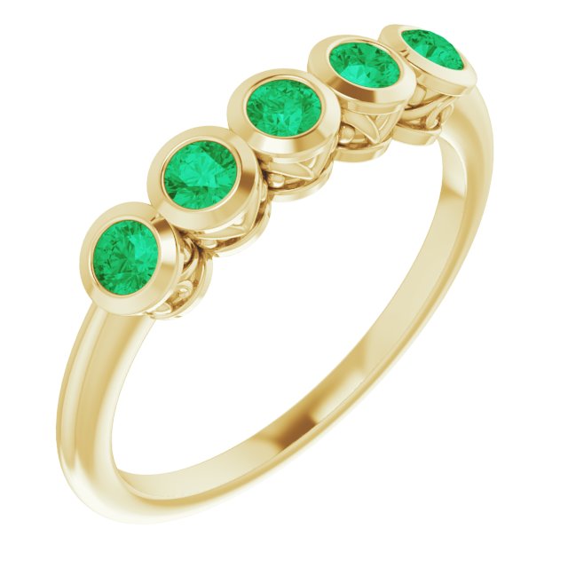 14K Yellow Lab-Grown Emerald Ring      
